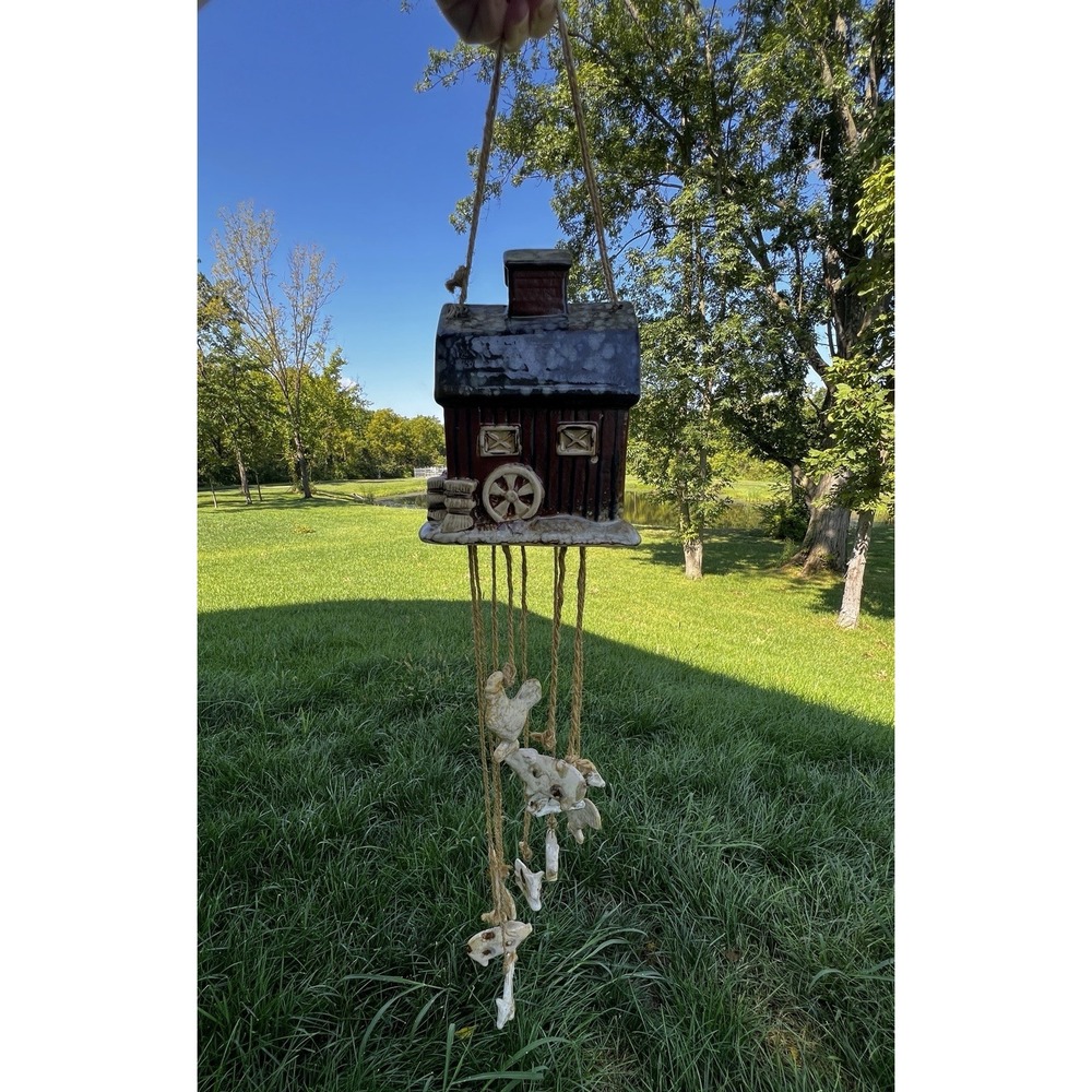 Vtg Farm Animal Wind Chime Rustic Farmhouse Primitive Country Kitchen Whimsical